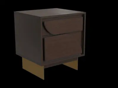 Mango Wood Bedside Table Low-poly 3D model