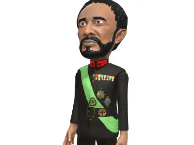 Emperor Haile Selassie caricature Low-poly 3D model