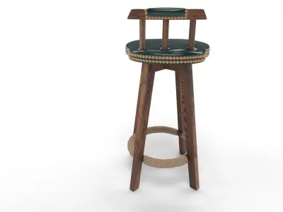 Wooden chair Low-poly 3D model 17