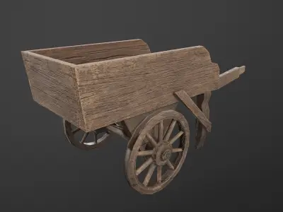 Medieval Wheelbarrow - Low Poly Game Prop Low-poly 3D model