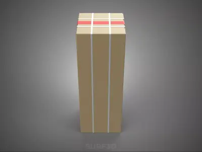 PACKAGE CARDBOARD SHIPPING BOX SECURITY WRAP STRAP SEAL RED TAPE 3D model