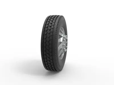Front custom wheel of semi truck Version 7 Scale 1 to 25 3D print model