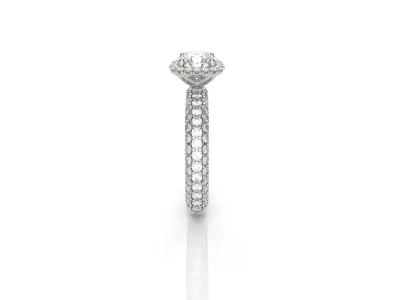 Cushion Halo Pave Engagement Ring  3D print model