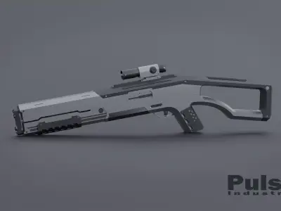 Sci-Fi Plasma Rifle Game Ready Low-poly 3D model