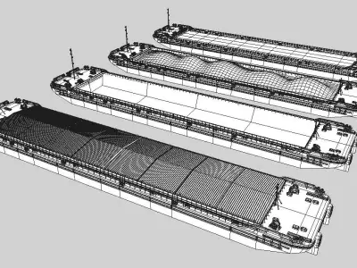 Barges   collection  01 Low-poly 3D model