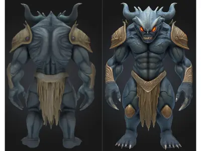 Horned Demon Monster Low-poly 3D model