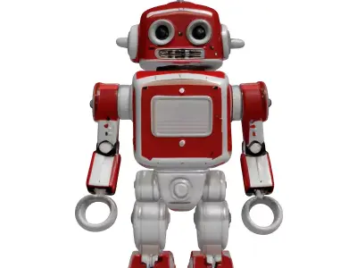 Retro Red Robot Toy Figure 3D model