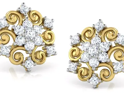 Curl Shape Flower Design Earring 3D print model purchase