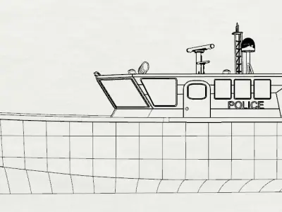 8m boat with interior cabin for simulation and gaming projects 3D model