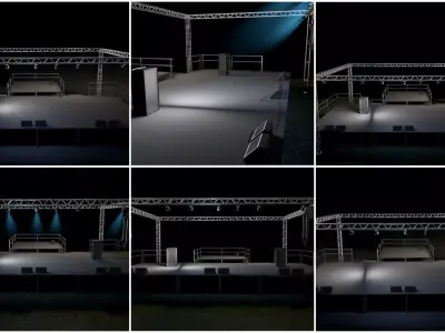 Stage with lights and truck 3D model