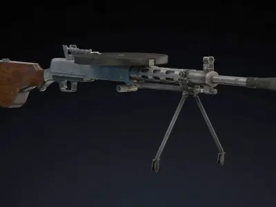  Degtyaryov machine gun Low Poly Low-poly 3D model
