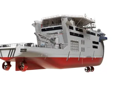 Offshore Construction Vessels Blue 3D model