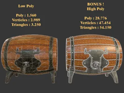 Drinking Barrel Low-poly 3D model