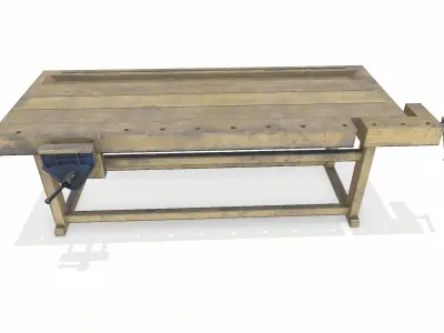 Old Wooden Workbench Low-poly PBR Low-poly 3D model