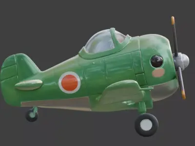 Stylized Chibi WWII Zero Fighter 3d Low-poly 3D model