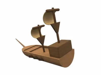 Wooden ship toy 8 Free 3D model