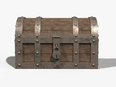 Wooden Chest Low-poly 3D model