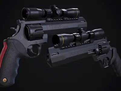 Taurus Raging Hunter 44 Magnum Black Low-poly 3D model