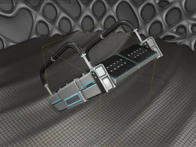 Sci-Fi Stairs - 6 - Silver Blue Neon Light Version  Low-poly 3D model
