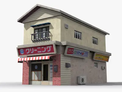 Japanese House x3 Low-poly 3D model