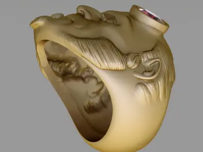 Pink Diamond Antique Gents Signet Ring 3D print model
