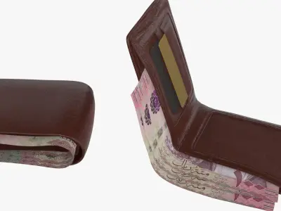Saudi 100 Riyals Wallet Money Purse 3D model