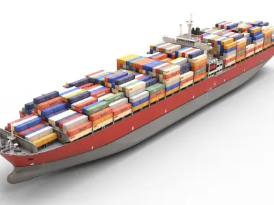 Cargo container ship 300m Low-poly 3D model