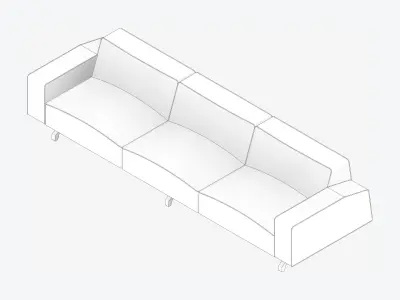 Seat - Sofa - Simplicity - Cosy - Triple Low-poly 3D model