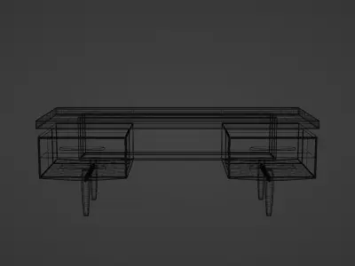 1970s Antique Wooden Desk 3D model