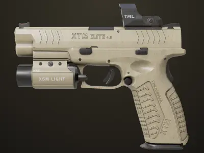Pistol 06 Brown Generic All PBR Unity UE Textures Included Low-poly 3D model