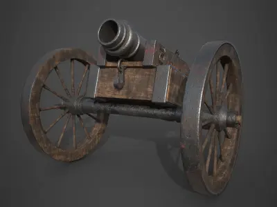 18th century cannon  Low-poly 3D model
