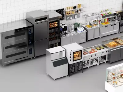 Bakery Cafe Kitchen Interior 3D Model Low-poly 3D model