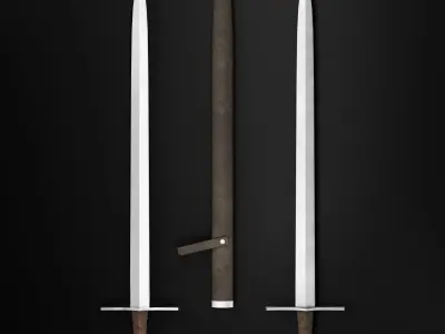 Medieval Sword 03 low poly plus old texture and sheath UE Low-poly 3D model
