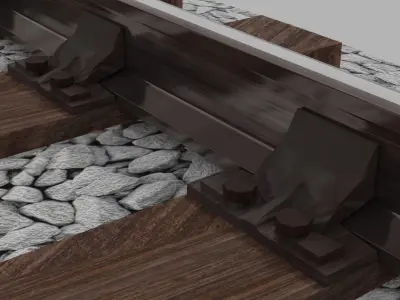 Railway Wooden Sleeper Low-poly 3D model