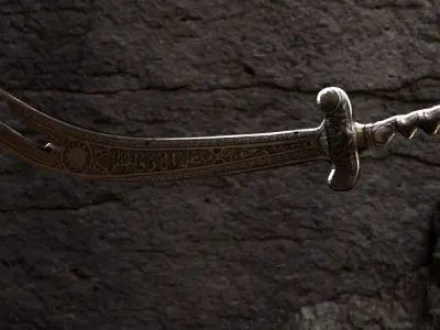 Low Poly Arabic Islamic Religious Shia Sword Zulfiqar Low-poly 3D model