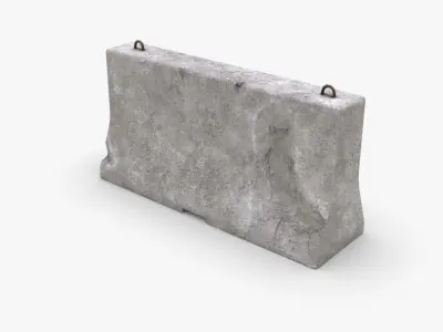 Roadwork concrete block Low-poly 3D model