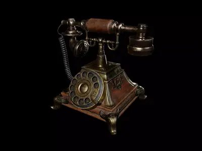 Vintage Rotary Dial Telephone Low-poly 3D model
