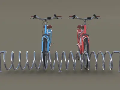 Bike Stand with Bikes 3D model