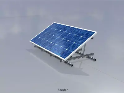 Solar module version 3 2x4m with stand 3D Model Pack