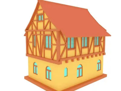 LOW POLY MEDIEVEL HOUSE 0 CARTOON STYLE Low-poly 3D model