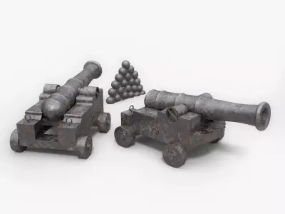 Artillery cannon 3D model