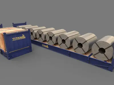 Flat Rack Containers 3D model