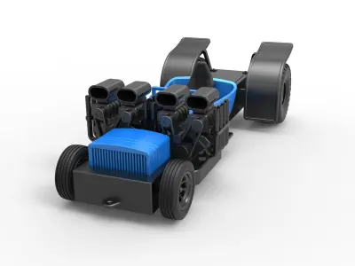 Pulling truck 2wd Hot rod 2 V8 Version 2 Scale 1 to 25 3D print model