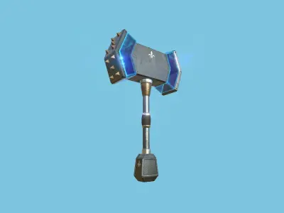 Medieval War Hammer 03 Blue Elemental - Fantasy Weaponry Low-poly 3D model