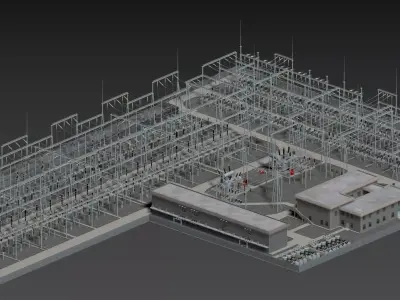 SCI FI Model 220kV Substation- Super Detailed Low-poly 3D model purchase