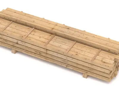 Wooden Beams 01 Low-poly 3D model