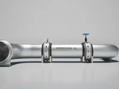 Hydrogen h2 industrial pipe Low-poly 3D model