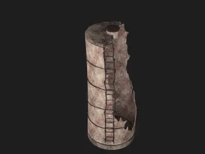 POST APO SILO SILOS RUINS TANK DESTROYED SURVIVAL COLLECTION Low-poly 3D model