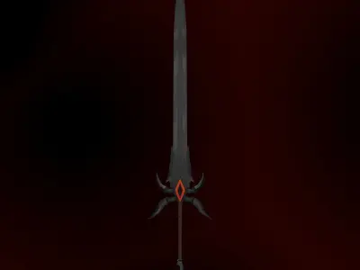 Cursed sword PBR Low-poly 3D model
