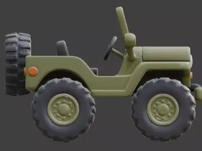 Stylized Chibi Military Jeep 3D Model Low-poly 3D model